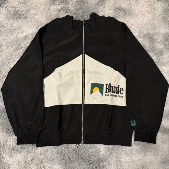 Rhude World Championship Team White and Black Bomber Jacket Men’s Size Large - Picture 1 of 3